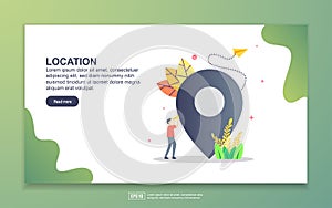 Landing page template of location. Modern flat design concept of web page design for website and mobile website. Easy to edit and