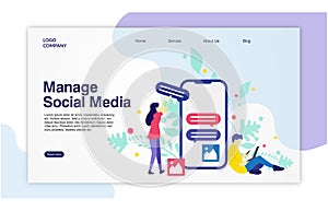 Landing page template of Manage social media.