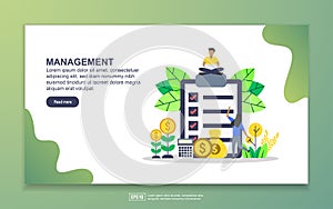 Landing page template of management. Modern flat design concept of web page design for website and mobile website. Easy to edit