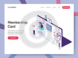 Landing page template of Membership Illustration Concept. Isometric design concept of web page design for website and mobile