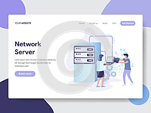 Landing page template of Network Server Illustration Concept. Modern flat design concept of web page design for website and mobile