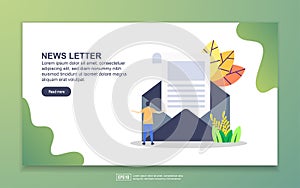 Landing page template of news letter. Modern flat design concept of web page design for website and mobile website. Easy to edit