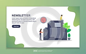 Landing page template of newsletter. Modern flat design concept of web page design for website and mobile website. Easy to edit