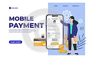 Landing page template of Online Shopping. Modern flat design concept of web page design for website and mobile website. Easy to ed