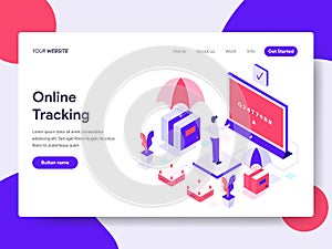Landing page template of Online Tracking Illustration Concept. Isometric flat design concept of web page design for website and