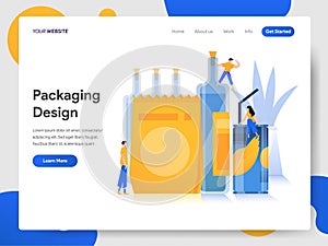Landing page template of Packaging Design Illustration Concept. Modern design concept of web page design for website and mobile