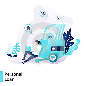 Landing page template of Personal Loan. Modern flat design concept of Credit And Loan . can be used for web, ui, banners,