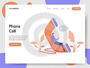 Landing page template of Phone Call Illustration Concept. Modern design concept of web page design for website and mobile website.