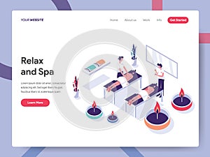 Landing page template of Relax and Spa Illustration Concept. Isometric flat design concept of web page design for website and