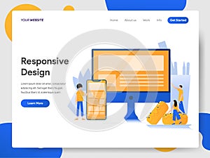 Landing page template of Responsive Design Illustration Concept. Modern design concept of web page design for website and mobile
