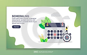 Landing page template of scheduling. Modern flat design concept of web page design for website and mobile website. Easy to edit