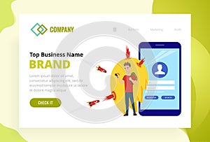 Landing page template of security web site. Modern flat design concept of web page design for website and mobile website