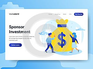 Landing page template of Sponsorship Investment Concept. Modern flat design concept of web page design for website and mobile