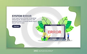 Landing page template of system error. Modern flat design concept of web page design for website and mobile website. Easy to edit