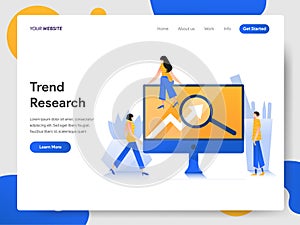 Landing page template of Trend Research Illustration Concept. Modern design concept of web page design for website and mobile