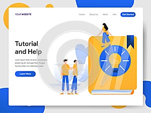 Landing page template of Tutorial and Help Illustration Concept. Modern design concept of web page design for website and mobile