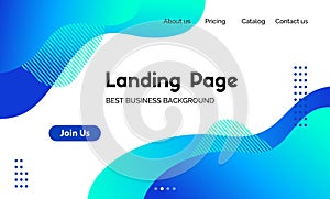 Landing page template. Vector abstract liquid fluid blue background. Corporate business website header