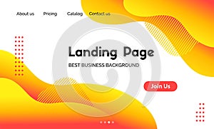 Landing page template. Vector liquid fluid yellow abstract background for web site cover