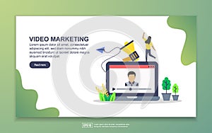 Landing page template of video marketing. Modern flat design concept of web page design for website and mobile website. Easy to