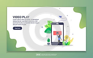 Landing page template of video play. Modern flat design concept of web page design for website and mobile website. Easy to edit