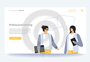 Landing page template. Vocational training and education. Concept of learning, business training and advanced training.