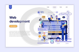 Landing page template of web development modern flat design concept. Learning and people concept.