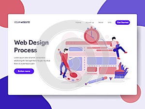 Landing page template of Website Design Process Illustration Concept. Isometric flat design concept of web page design for website