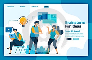 Landing page vector design of brainstorm for ideas. Design for website, web, banner, mobile apps, poster, brochure, template,