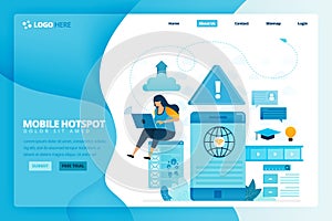 Landing page vector design of wifi and hotspot. Design for website, web, banner, mobile apps, poster, brochure, template,