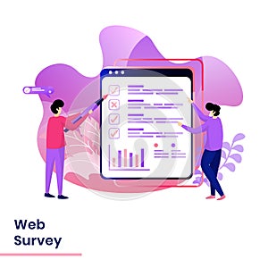 Landing Page Web Survey vector illustration modern concept, can use for Headers of web pages, templates, UI, web, mobile app,