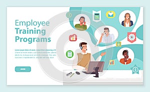 Landing page of website, employee training programs, educational programs for new operators