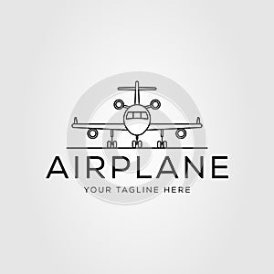 landing plane or airplane or aircraft logo vector illustration design..