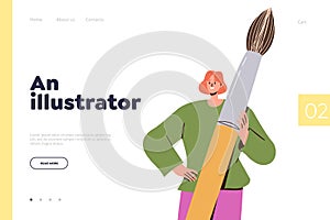 Landing service design template for freelance illustrators online free workspace promotion