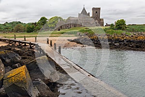 Landing-stage Inchcolm Island in Firth of Forth near Scottish Edinburgh