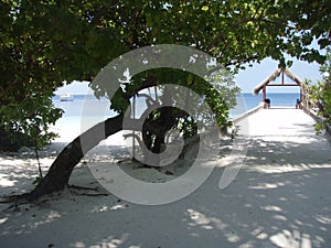 The landing stage on the island of Fihalhohi, Maldives