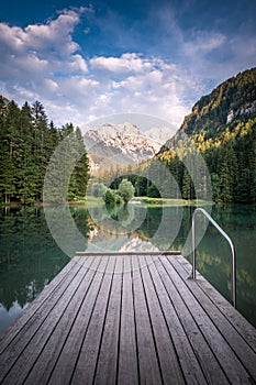 Landing stage, lake PlanÅ¡arsko jezero, Zgornje Jezersko, Kamnik-Savinja Alps