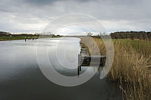 Landing stage in river Oude Ijssel