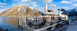 The landing stage with ship at Pertisau on Aachensee, Austria