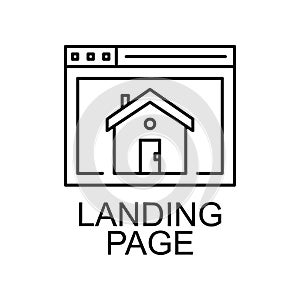 landing web page line icon. Element of seo and web optimization icon with name for mobile concept and apps. Thin line landing web