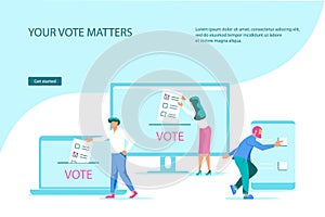 Landing webpage template of electronic voting