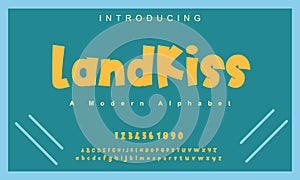 Landkiss font. Elegant alphabet letters font and number.