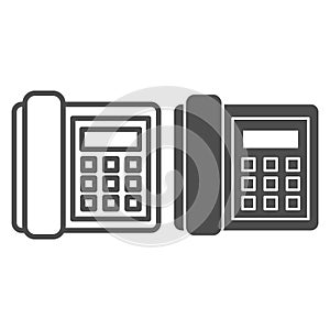Landline phone line and glyph icon. Call vector illustration isolated on white. Telephone outline style design, designed