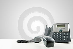 Landline telephone with the receiver off-hook