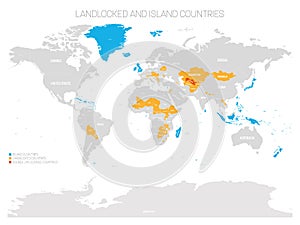 Landlocked and Island countries of World photo