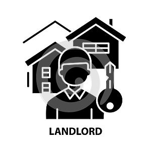 landlord icon, black vector sign with editable strokes, concept illustration