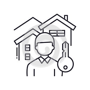 Landlord icon, linear isolated illustration, thin line vector, web design sign, outline concept symbol with editable