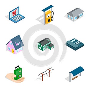 Landlord icons set, isometric style