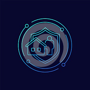 landlord insurance icon with house, linear design
