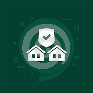 landlord insurance icon with houses