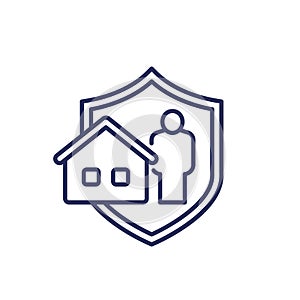 landlord insurance line icon with a house